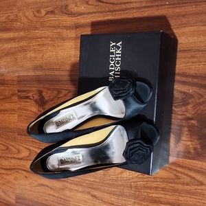 Badgley Mischka satin rose heels